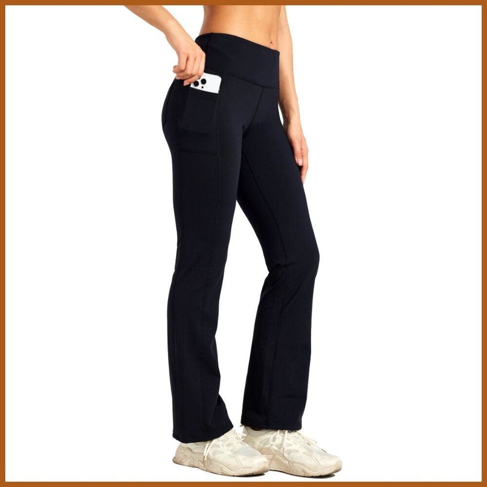Fleece Lined Yoga Pants Water Resistant High Waisted Bootcut Thermal